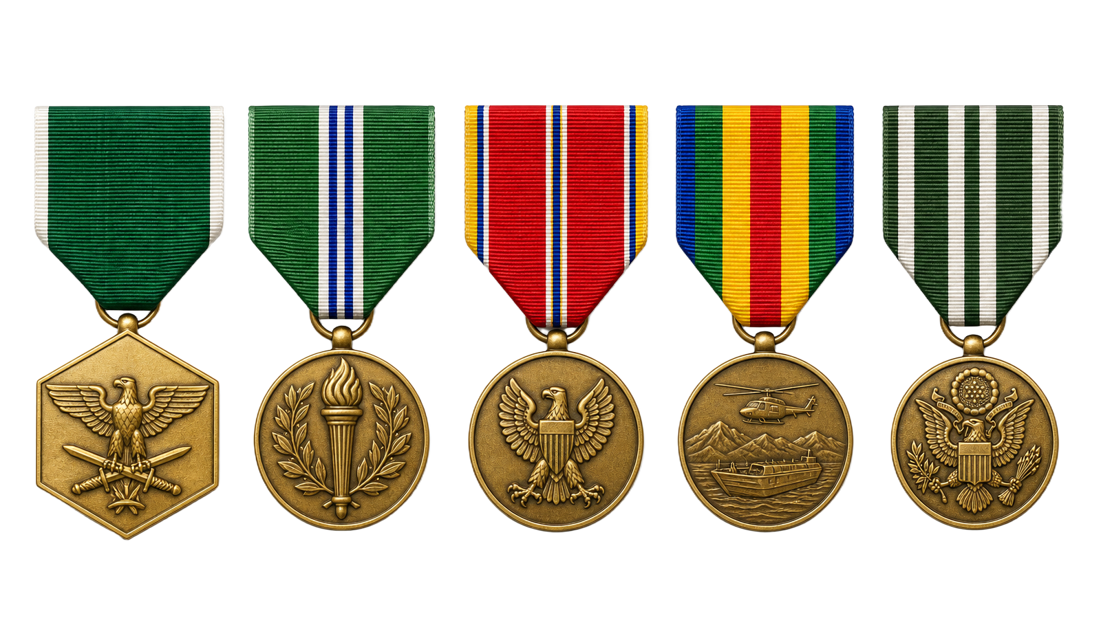 Full-size service medals awarded to David F. Zapata